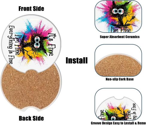 Cup Holders Car Coasters - American Flag Eagle Absorbent Ceramic Coaster, Drink Cup Holder Coasters, Auto Accessories for Women & Men, Pack of 2 in Saudi Arabia