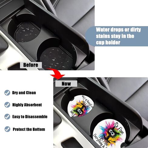 Cup Holders Car Coasters - American Flag Eagle Absorbent Ceramic Coaster, Drink Cup Holder Coasters, Auto Accessories for Women & Men, Pack of 2 in Saudi Arabia