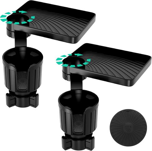 صينية حامل أكواب السيارة Seven Sparta، حامل أكواب 2 في 1 لصينية طعام السيارة متوافق مع يتي، قوارير مائية، أكواب زجاجات كبيرة أخرى بمقاس 3.4"-4.0"، ملحقات سفر السيارة للرحلات الطويلة (1) in Kuwait