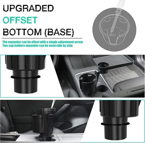 صينية حامل أكواب السيارة Seven Sparta، حامل أكواب 2 في 1 لصينية طعام السيارة متوافق مع يتي، قوارير مائية، أكواب زجاجات كبيرة أخرى بمقاس 3.4"-4.0"، ملحقات سفر السيارة للرحلات الطويلة (1) in Kuwait