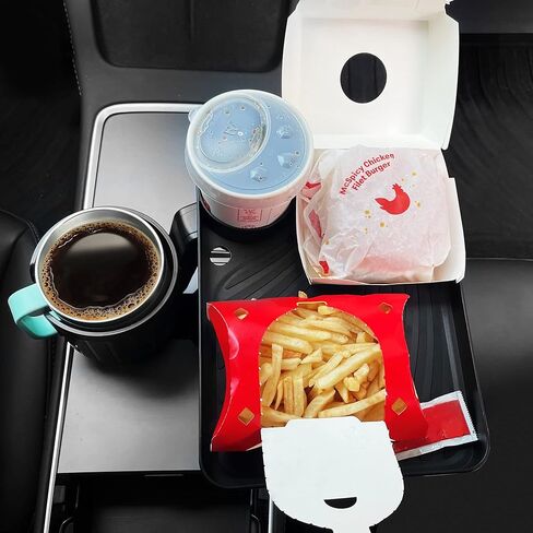 صينية حامل أكواب السيارة Seven Sparta، حامل أكواب 2 في 1 لصينية طعام السيارة متوافق مع يتي، قوارير مائية، أكواب زجاجات كبيرة أخرى بمقاس 3.4"-4.0"، ملحقات سفر السيارة للرحلات الطويلة (1) in Kuwait