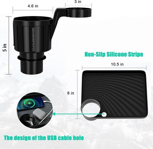 صينية حامل أكواب السيارة Seven Sparta، حامل أكواب 2 في 1 لصينية طعام السيارة متوافق مع يتي، قوارير مائية، أكواب زجاجات كبيرة أخرى بمقاس 3.4"-4.0"، ملحقات سفر السيارة للرحلات الطويلة (1) in Kuwait