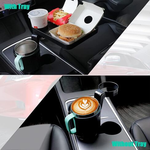 صينية حامل أكواب السيارة Seven Sparta، حامل أكواب 2 في 1 لصينية طعام السيارة متوافق مع يتي، قوارير مائية، أكواب زجاجات كبيرة أخرى بمقاس 3.4"-4.0"، ملحقات سفر السيارة للرحلات الطويلة (1) in Kuwait