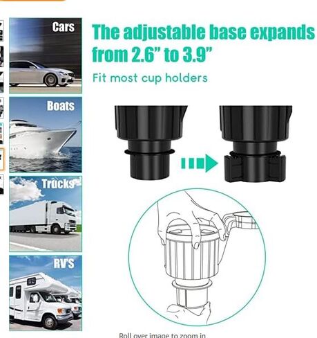 صينية حامل أكواب السيارة Seven Sparta، حامل أكواب 2 في 1 لصينية طعام السيارة متوافق مع يتي، قوارير مائية، أكواب زجاجات كبيرة أخرى بمقاس 3.4"-4.0"، ملحقات سفر السيارة للرحلات الطويلة (1) in Kuwait