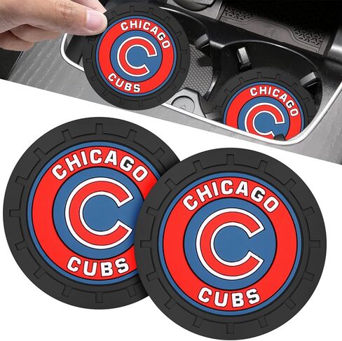 لأكواب حامل أكواب السيارة من Chicago Cubs، قواعد أكواب السيارة لمشجعي البيسبول، حامل أكواب السيارة من Chicago Cubs، تذكار/هدايا لمحبي البيسبول، حصيرة كأس سيارة من السيليكون غير قابلة للانزلاق، 2.75 بوصة in Kuwait