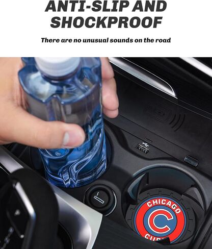 لأكواب حامل أكواب السيارة من Chicago Cubs، قواعد أكواب السيارة لمشجعي البيسبول، حامل أكواب السيارة من Chicago Cubs، تذكار/هدايا لمحبي البيسبول، حصيرة كأس سيارة من السيليكون غير قابلة للانزلاق، 2.75 بوصة in Kuwait