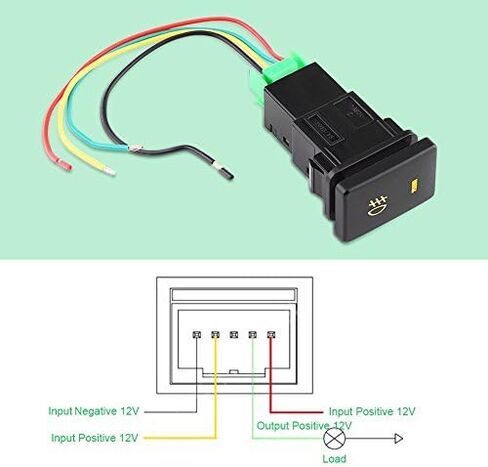 Fog Light Switch, Car Yellow Indicator DC 12V 4 Wire Car Fog Light On-Off Button with 7.87inch Cable for /Camry/Yaris/Highlander/Prius/Ralink/Corolla/Vios/Reiz/Prado in Saudi Arabia