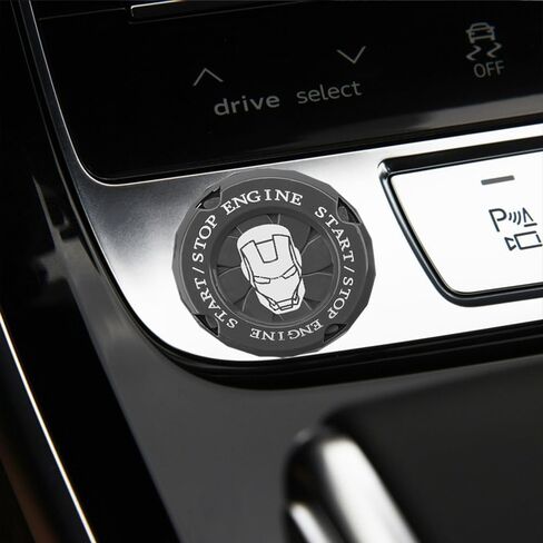 غطاء زر تشغيل دوار ميكانيكي، غطاء زر إيقاف المحرك لملحقات السيارة الرجل الحديدي، ملصقات سيارة الرجل الحديدي للديكور الداخلي، غطاء مفتاح إشعال الدراجة النارية (رمادي) in Kuwait