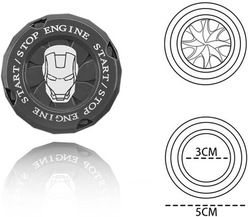 غطاء زر تشغيل دوار ميكانيكي، غطاء زر إيقاف المحرك لملحقات السيارة الرجل الحديدي، ملصقات سيارة الرجل الحديدي للديكور الداخلي، غطاء مفتاح إشعال الدراجة النارية (رمادي) in Kuwait