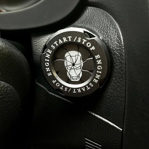 غطاء زر تشغيل دوار ميكانيكي، غطاء زر إيقاف المحرك لملحقات السيارة الرجل الحديدي، ملصقات سيارة الرجل الحديدي للديكور الداخلي، غطاء مفتاح إشعال الدراجة النارية (رمادي) in Kuwait