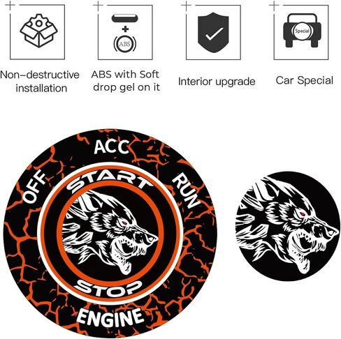 Push Start Button Cover for Dodge Challenger Charger Durango Ram Accessories 2015-2024, Engine Start Ignition Kit Emblem-Unique Snarling Wolf Design-Baby Blue-Car Decor Sticker Gift in Saudi Arabia