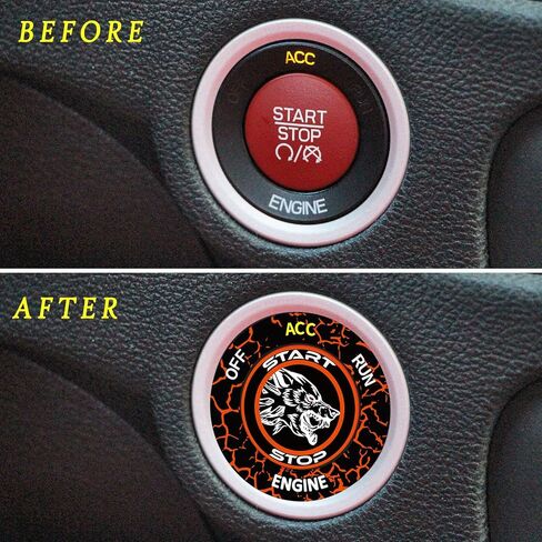 Push Start Button Cover for Dodge Challenger Charger Durango Ram Accessories 2015-2024, Engine Start Ignition Kit Emblem-Unique Snarling Wolf Design-Baby Blue-Car Decor Sticker Gift in Saudi Arabia