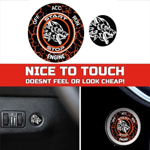 Push Start Button Cover for Dodge Challenger Charger Durango Ram Accessories 2015-2024, Engine Start Ignition Kit Emblem-Unique Snarling Wolf Design-Baby Blue-Car Decor Sticker Gift in Saudi Arabia