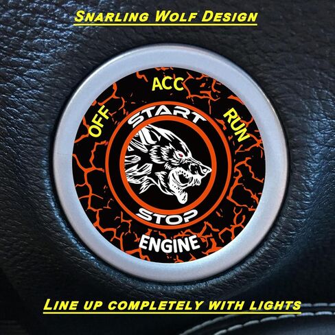 Push Start Button Cover for Dodge Challenger Charger Durango Ram Accessories 2015-2024, Engine Start Ignition Kit Emblem-Unique Snarling Wolf Design-Baby Blue-Car Decor Sticker Gift in Saudi Arabia