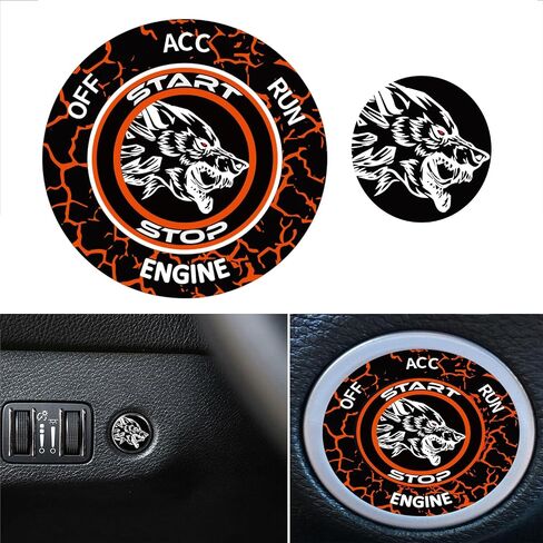 Push Start Button Cover for Dodge Challenger Charger Durango Ram Accessories 2015-2024, Engine Start Ignition Kit Emblem-Unique Snarling Wolf Design-Baby Blue-Car Decor Sticker Gift in Saudi Arabia