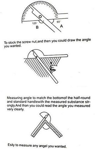 النجارة 180 درجة قابل للتعديل المنقلة زاوية مكتشف حرفي حاكم الفولاذ المقاوم للصدأ الفرجار 10 سنتيمتر أدوات قياس in Kuwait