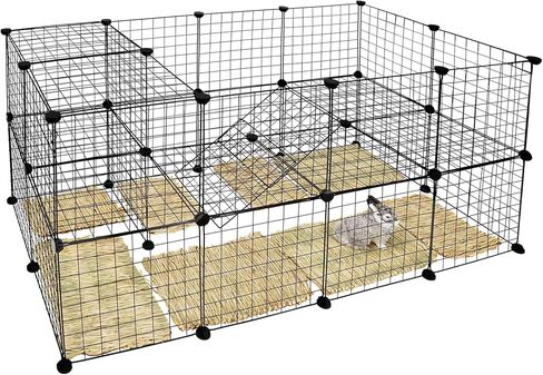 c & c قفص لخنازير غينيا داخلي الحيوانات الصغيرة روضة قفص مع حصيرة الإجمالي روضة للأرانب، خنازير غينيا، الأرنب، جرو، الهامستر سياج قفص بيت الكلب 36 لوحات DIY سلك ساحة السياج in Kuwait