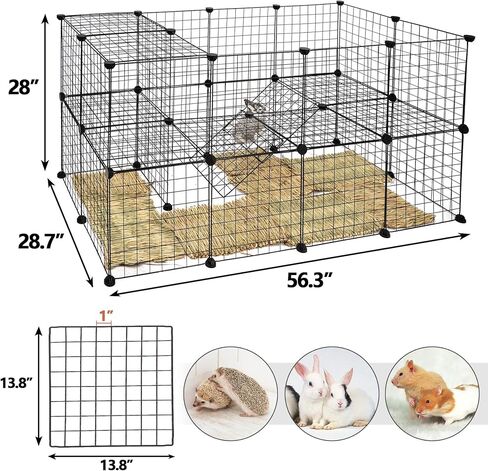 c & c قفص لخنازير غينيا داخلي الحيوانات الصغيرة روضة قفص مع حصيرة الإجمالي روضة للأرانب، خنازير غينيا، الأرنب، جرو، الهامستر سياج قفص بيت الكلب 36 لوحات DIY سلك ساحة السياج in Kuwait