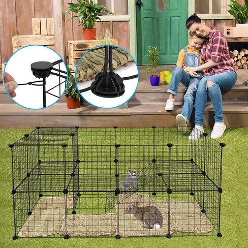 c & c قفص لخنازير غينيا داخلي الحيوانات الصغيرة روضة قفص مع حصيرة الإجمالي روضة للأرانب، خنازير غينيا، الأرنب، جرو، الهامستر سياج قفص بيت الكلب 36 لوحات DIY سلك ساحة السياج in Kuwait