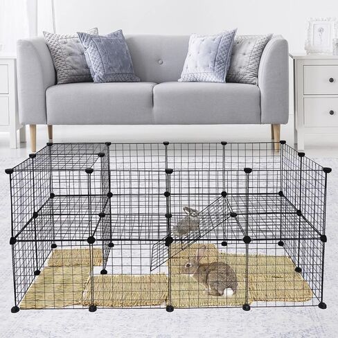 c & c قفص لخنازير غينيا داخلي الحيوانات الصغيرة روضة قفص مع حصيرة الإجمالي روضة للأرانب، خنازير غينيا، الأرنب، جرو، الهامستر سياج قفص بيت الكلب 36 لوحات DIY سلك ساحة السياج in Kuwait