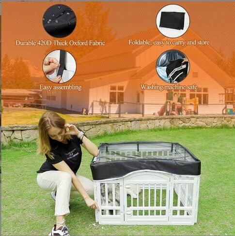 Dog Playpen Pet Playpen Mesh Fabric Top Cover- Sun Protection，Pet Cover for Dog Playpen for Indoor/Outdoor Use, 36" *36" in Saudi Arabia