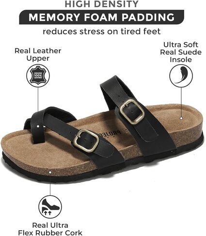 Summer Sandals Women Genuine Leather Slides for women 100% Natural Cork Footbed Womens Slides w/Straps Womens Sandals Comfortable Spring break outfit Women Footwear (Lian) in Kuwait