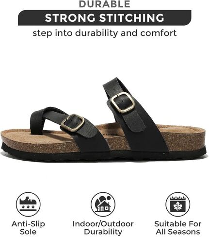 Summer Sandals Women Genuine Leather Slides for women 100% Natural Cork Footbed Womens Slides w/Straps Womens Sandals Comfortable Spring break outfit Women Footwear (Lian) in Kuwait
