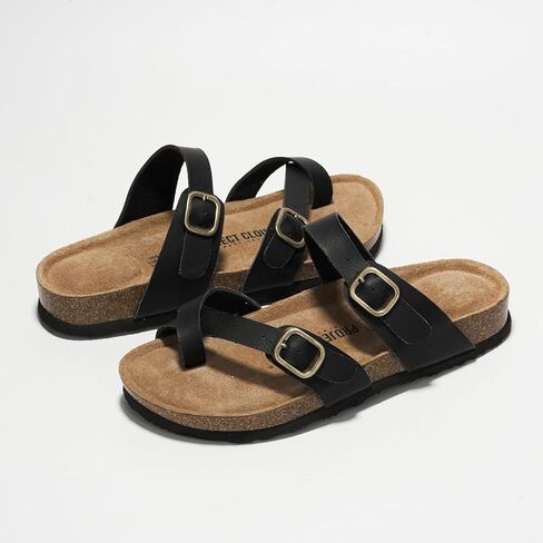 Summer Sandals Women Genuine Leather Slides for women 100% Natural Cork Footbed Womens Slides w/Straps Womens Sandals Comfortable Spring break outfit Women Footwear (Lian) in Kuwait