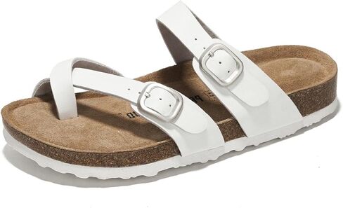Summer Sandals Women Genuine Leather Slides for women 100% Natural Cork Footbed Womens Slides w/Straps Womens Sandals Comfortable Spring break outfit Women Footwear (Lian) in Kuwait