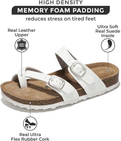 Summer Sandals Women Genuine Leather Slides for women 100% Natural Cork Footbed Womens Slides w/Straps Womens Sandals Comfortable Spring break outfit Women Footwear (Lian) in Kuwait