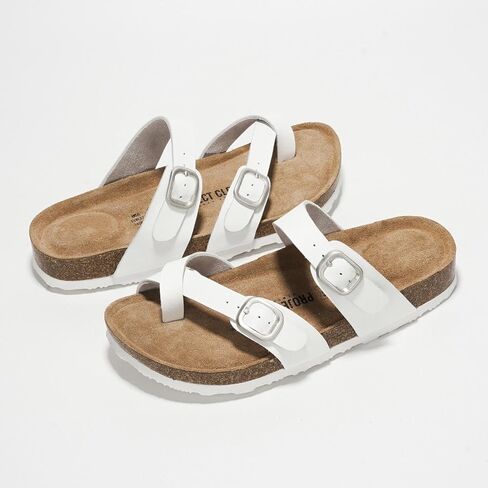Summer Sandals Women Genuine Leather Slides for women 100% Natural Cork Footbed Womens Slides w/Straps Womens Sandals Comfortable Spring break outfit Women Footwear (Lian) in Kuwait