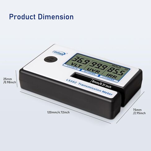 Portable Solar Tester Meter, Digital Window Tint Meter Filmed Glass Tester UV IR Rejection Meter Spectrum Tester IR 950nm UV 365nm VR 550nm LS162 in Saudi Arabia