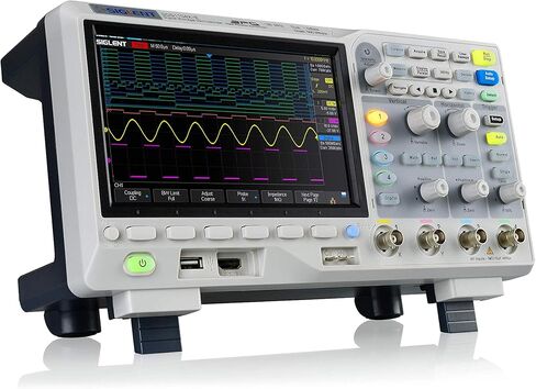 Siglent Technologies SDS1104X-E 100Mhz راسم الذبذبات الرقمي 4 قنوات فك ترميز قياسي، رمادي in Kuwait