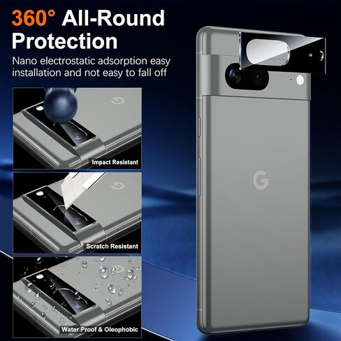 UniqueMe for Google Pixel 8 Screen Protector, [Compatible Fingerprint Unlock] Military Grade Shatterproof 2pcs camera lens protector and 2pcs 9H tempered glass for pixel 8 in Saudi Arabia