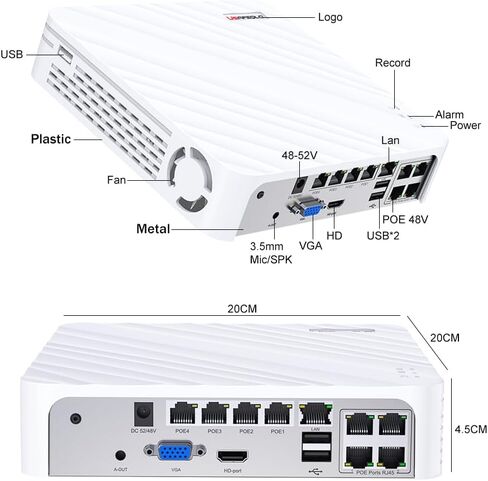 4K Network Video Recorder for Security Camera System Support 4K/5MP/4MP PoE IP Camera H.265 PoE NVR Face Car Detection (Black 4CH) in Saudi Arabia