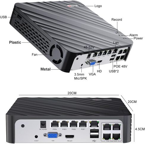 4K Network Video Recorder for Security Camera System Support 4K/5MP/4MP PoE IP Camera H.265 PoE NVR Face Car Detection (Black 4CH) in Saudi Arabia