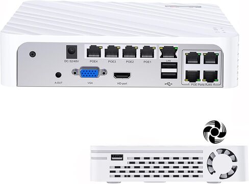 4K Network Video Recorder for Security Camera System Support 4K/5MP/4MP PoE IP Camera H.265 PoE NVR Face Car Detection (Black 4CH) in Saudi Arabia