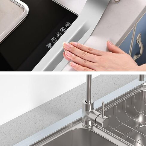 قطعتان من شريط رقائق الألومنيوم الفاخر، أشرطة أنابيب معدنية فضية مع دعامة لاصقة، شريط عازل شديد التحمل لدرجة الحرارة العالية لحوض حوض المطبخ وختم الجدار (2.5 سم) in Kuwait