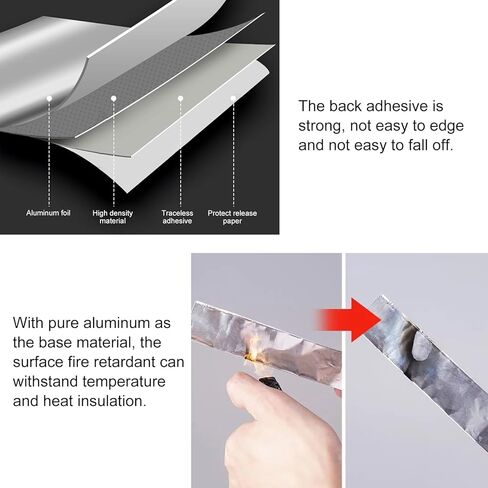 قطعتان من شريط رقائق الألومنيوم الفاخر، أشرطة أنابيب معدنية فضية مع دعامة لاصقة، شريط عازل شديد التحمل لدرجة الحرارة العالية لحوض حوض المطبخ وختم الجدار (2.5 سم) in Kuwait