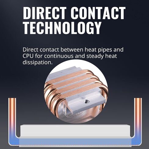 Cooler Master Hyper T20 Compact CPU Air Cooler, 95mm Fan, Dual Copper Heat Pipe, Direct Contact for AMD Ryzen AM4, Intel LGA1200/1151 (RR-T20-20FK-R1),Silver in Saudi Arabia
