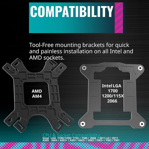 Cooler Master Hyper T20 Compact CPU Air Cooler, 95mm Fan, Dual Copper Heat Pipe, Direct Contact for AMD Ryzen AM4, Intel LGA1200/1151 (RR-T20-20FK-R1),Silver in Saudi Arabia