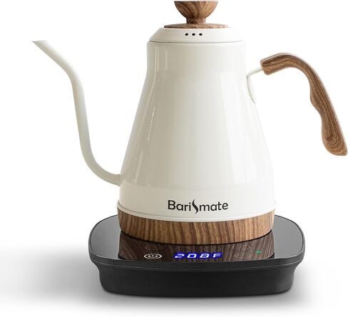 Electric Stainless Steel Gooseneck Kettle Temperature Variable For Coffee Tea Pour Over 1200 Watt Quick Heating 1 Liter Auto Shut-off Boil-dry Protection Matte Black (Ceramic White) in Saudi Arabia