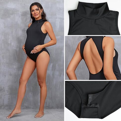 Bhome Mock Neck Maternity Bodysuit for Photoshoot Backless Sleeveless Tank Maternity Photography Outfit in Saudi Arabia