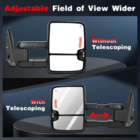 Towing Mirrors Fit for Chevy for GMC Silverado Sierra 1999-2002 Replace Power Adjusted, Heated Function, LED Turn Signal Light w/Chrome Housing Tow Mirrors in Saudi Arabia