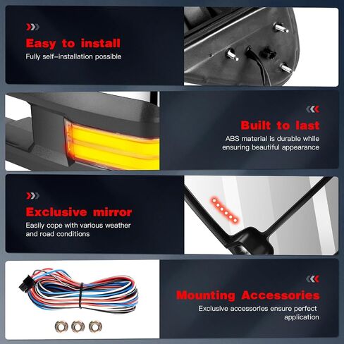 Towing Mirrors Fit for Chevy for GMC Silverado Sierra 1999-2002 Replace Power Adjusted, Heated Function, LED Turn Signal Light w/Chrome Housing Tow Mirrors in Saudi Arabia