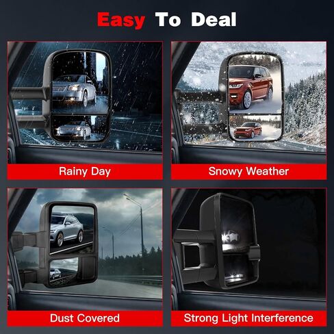 Towing Mirrors Fit for Chevy for GMC Silverado Sierra 1999-2002 Replace Power Adjusted, Heated Function, LED Turn Signal Light w/Chrome Housing Tow Mirrors in Saudi Arabia