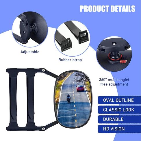 2 PCS Car Reariic Mirror, Extend Field of Vision Reversing Mirror, Universal Clip-on Towing Mirrors, 360 Degree Adjustable Rotation Extension Mirror, Suitable for Trailer Traction Car (Black) in Saudi Arabia