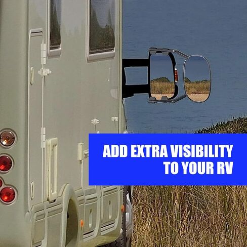 2 PCS Car Reariic Mirror, Extend Field of Vision Reversing Mirror, Universal Clip-on Towing Mirrors, 360 Degree Adjustable Rotation Extension Mirror, Suitable for Trailer Traction Car (Black) in Saudi Arabia