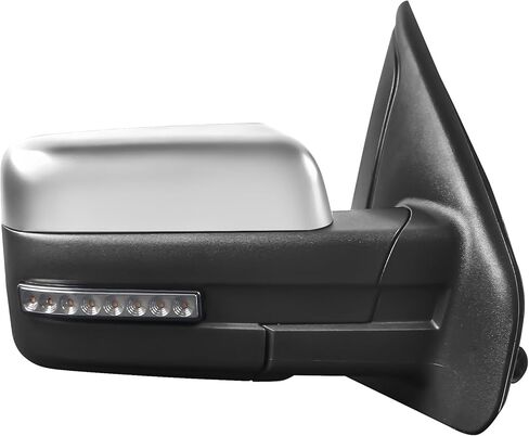 مرآة سحب تعمل بالطاقة متوافقة مع 2004-2014 Ford F-150 طراز جديد للسائق وجانب الركاب مع إشارة الانعطاف الديناميكية، ضوء بركة أسود، مرآة التقاط شاحنة الإسكان زوج واحد in Kuwait