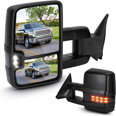 Towing Mirrors for Chevy GMC 1988-1998 C/K 1500, 88-2000 C/K 2500 3500, 1992-99 C/K 1500 2500 Suburban, 1992-00 Tahoe Yukon with Clearance Light Turn Signal Manual Folding Telescoping Pair in Saudi Arabia